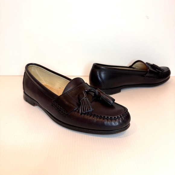 Cole Haan Leather Loafers Size 9.5 Preppy Academia Classic Tassels Made in USA - Picture 1 of 10